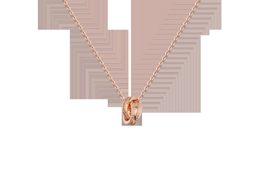 Chomel Doppelring-Halskette für Damen – S925 Silber mit Mikro-Diamanten