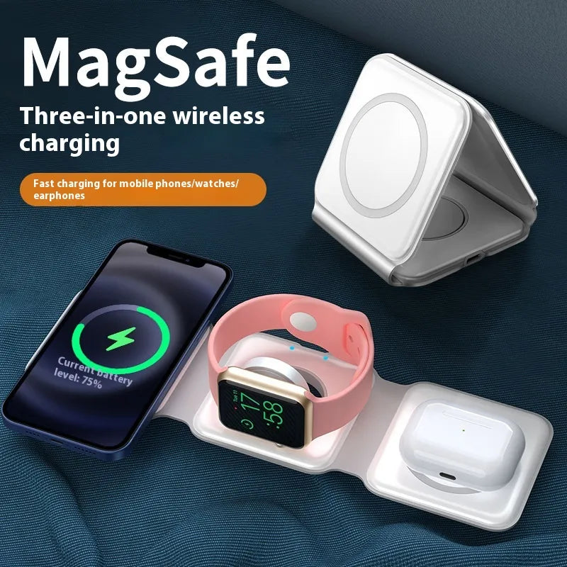 3-in-1 Magnetischer Wireless Charging Faltständer für Smartphones