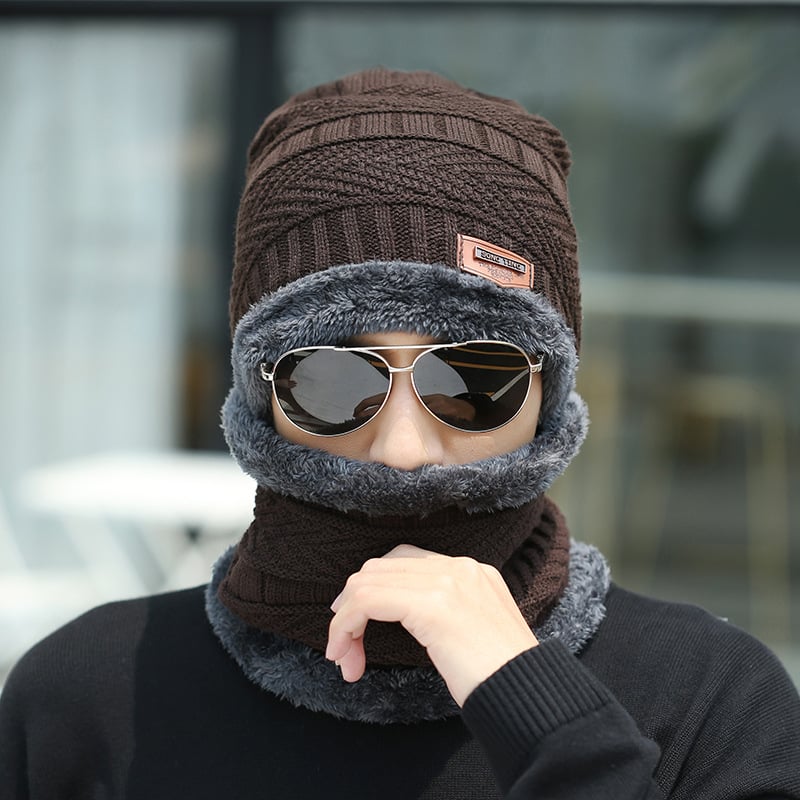 Warmes Strick-Winter-Beanie-Mützen- und Schal-Set für Alle