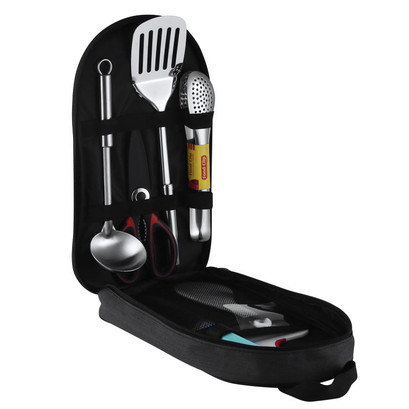7-teiliges Outdoor BBQ Kochset mit Tragetasche – Edelstahl