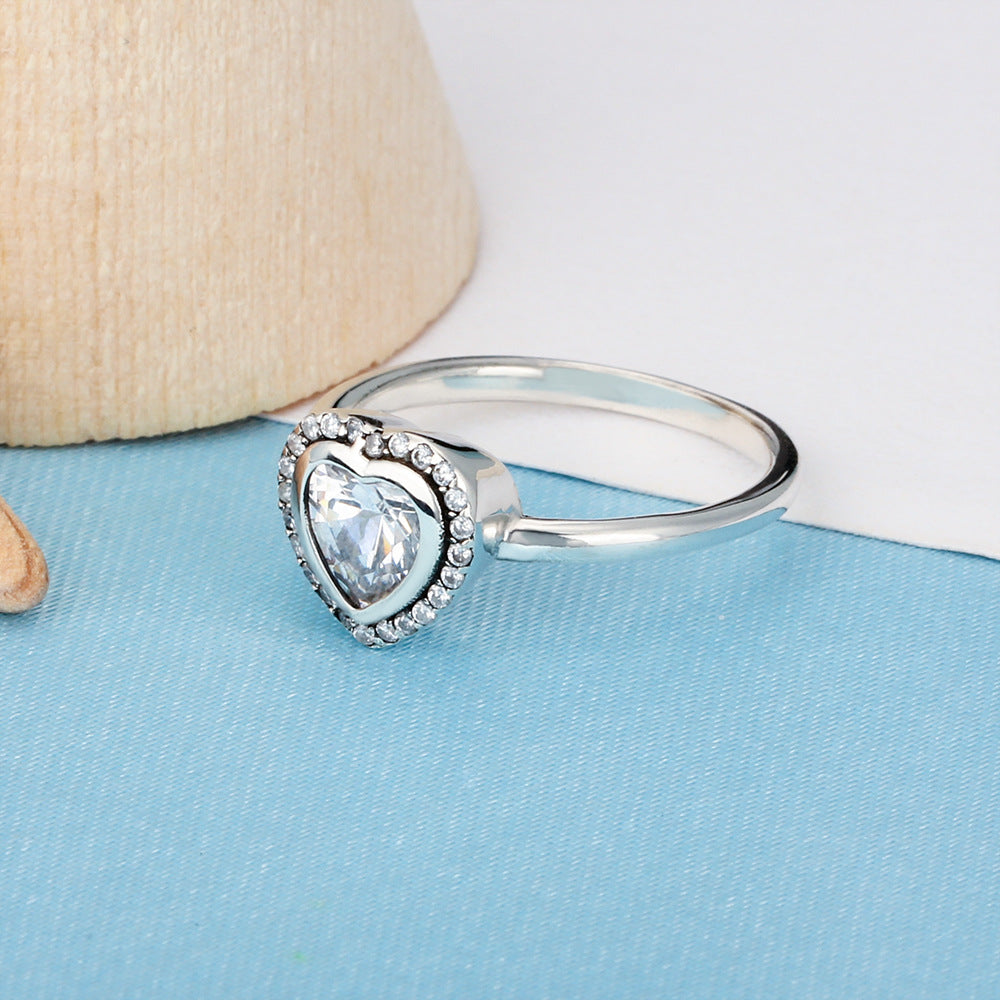 925 Silber Herzring | Unisex Liebesring mit Edelstein, vergoldet