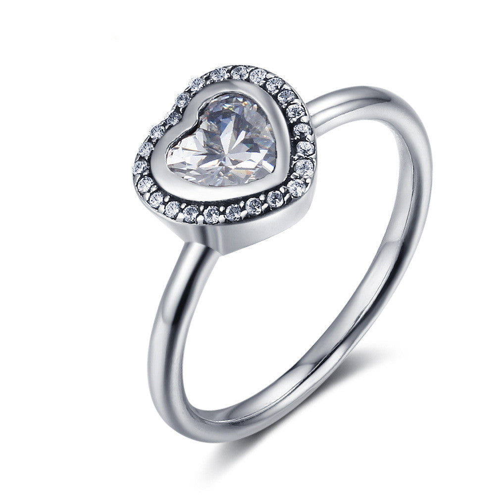925 Silber Herzring | Unisex Liebesring mit Edelstein, vergoldet