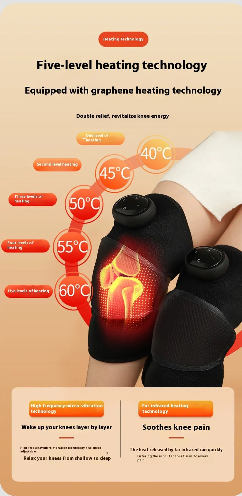 Elektrische Kniebandage mit Selbstheizung – Wärme auf Knopfdruck