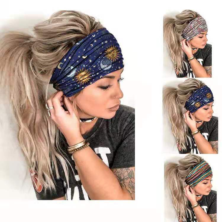 Breites Damen-Haarband mit Blumenmuster – Yoga & Sommer