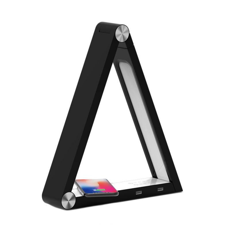 LED Schreibtischlampe mit Wireless Charging | Dreieck-Design, Touch-Dimmer, USB