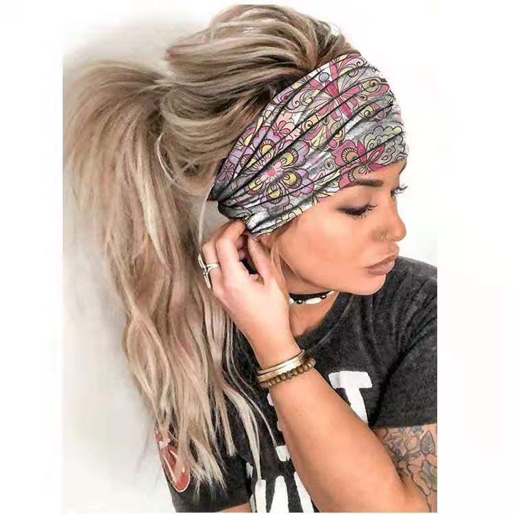 Breites Damen-Haarband mit Blumenmuster – Yoga & Sommer