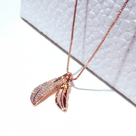 Blatt-Anhänger Choker Halskette | Korean Style, Strass, Gold & Silber