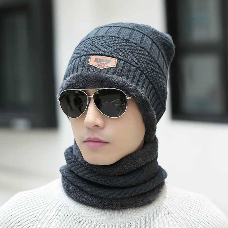Warmes Strick-Winter-Beanie-Mützen- und Schal-Set für Alle