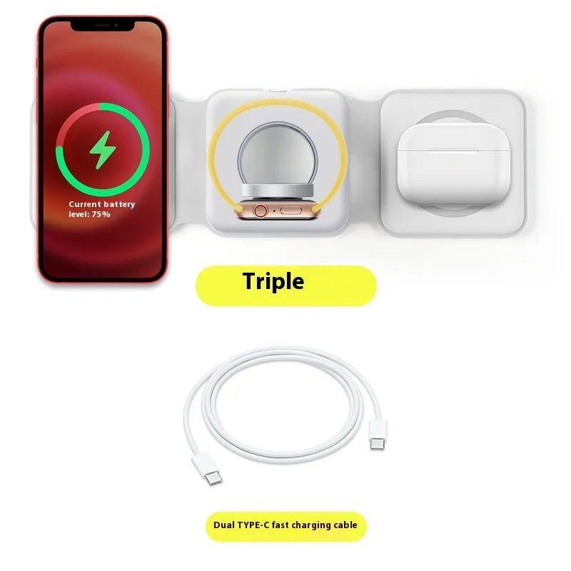 3-in-1 Magnetischer Wireless Charging Faltständer für Smartphones