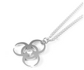 Biohazard Logo Halskette | Titanstahl Anhänger, Silber, 60 cm Kette