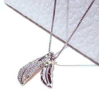 Blatt-Anhänger Choker Halskette | Korean Style, Strass, Gold & Silber