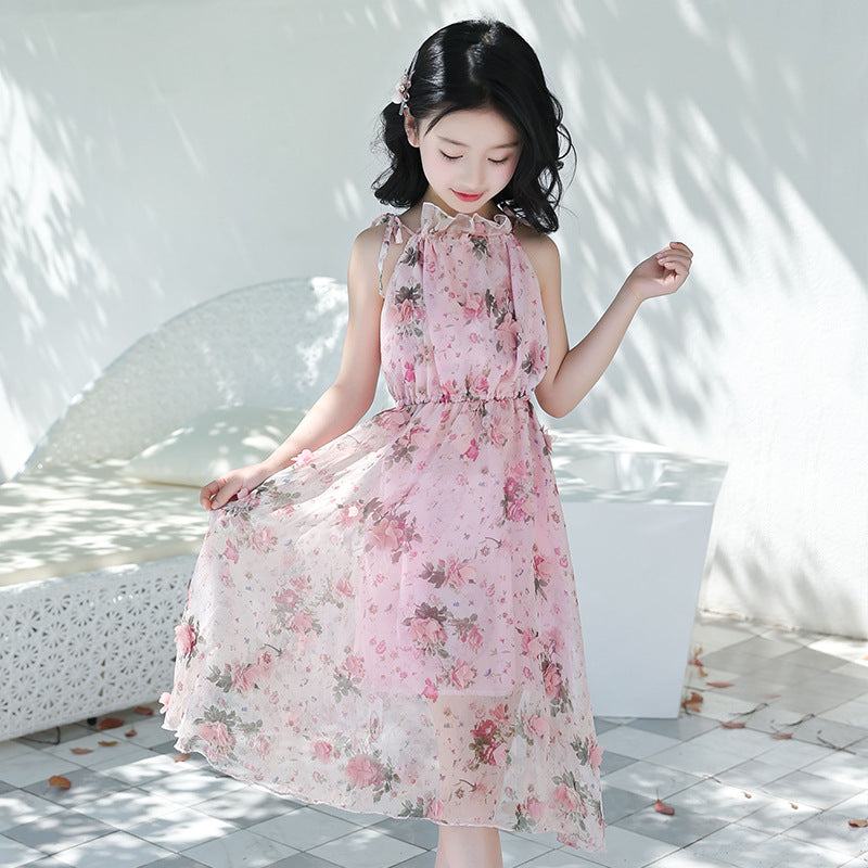 Mädchen Boho Sommerkleid – Blumen Maxi Strandkleid
