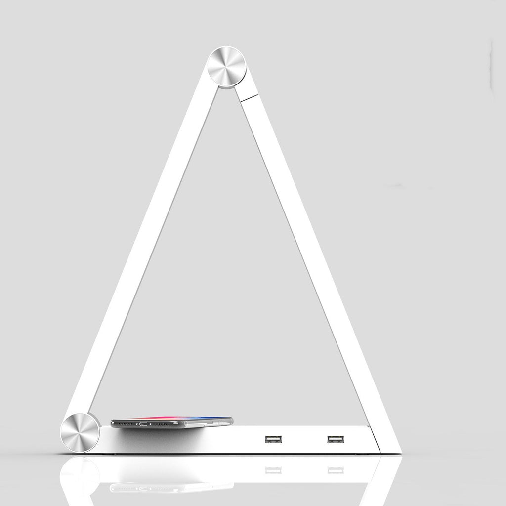 LED Schreibtischlampe mit Wireless Charging | Dreieck-Design, Touch-Dimmer, USB