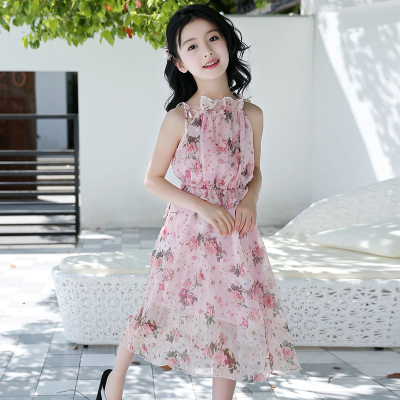 Mädchen Boho Sommerkleid – Blumen Maxi Strandkleid