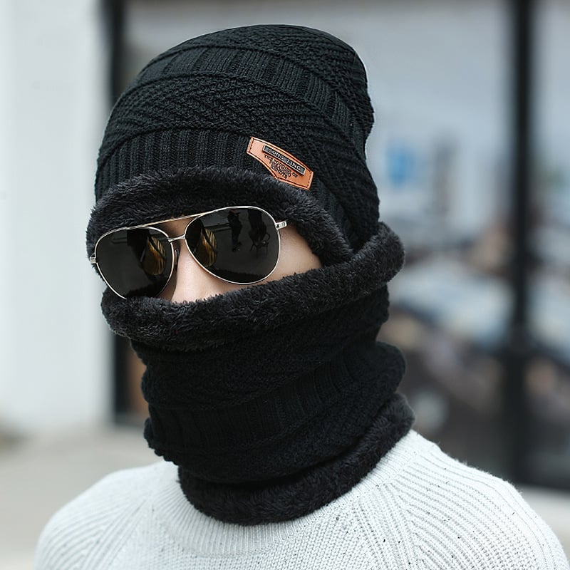 Warmes Strick-Winter-Beanie-Mützen- und Schal-Set für Alle