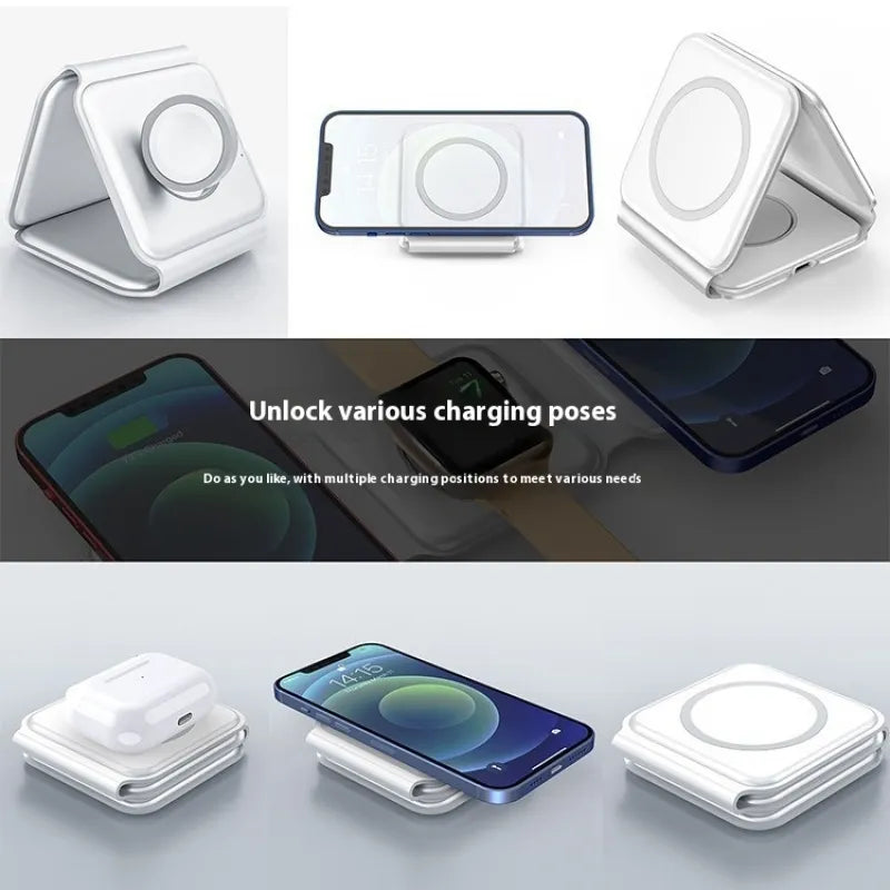 3-in-1 Magnetischer Wireless Charging Faltständer für Smartphones