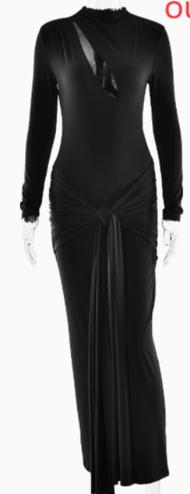 Elegantes Langarmkleid mit Schlitz & Ausschnitt-Details | Samt, 3 Farben