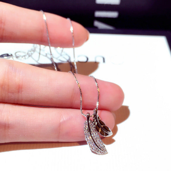 Blatt-Anhänger Choker Halskette | Korean Style, Strass, Gold & Silber