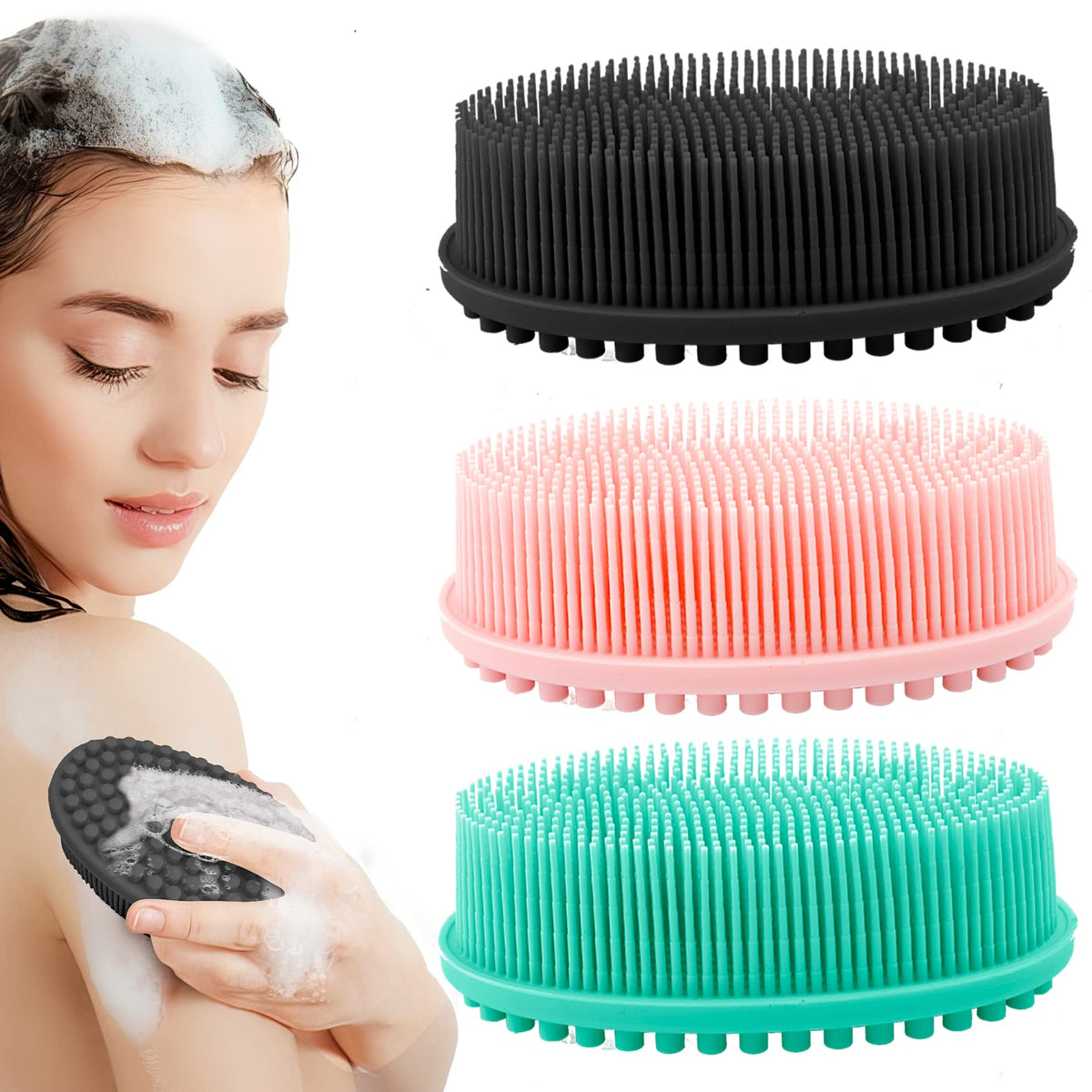 3er Set Silikon-Duschbürste – Sanftes Peeling für Damen & Herren
