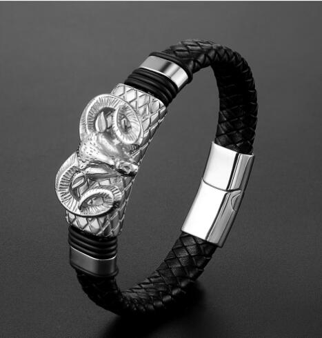 Herren Sternbild Armband – Edelstahl & Leder geflochten